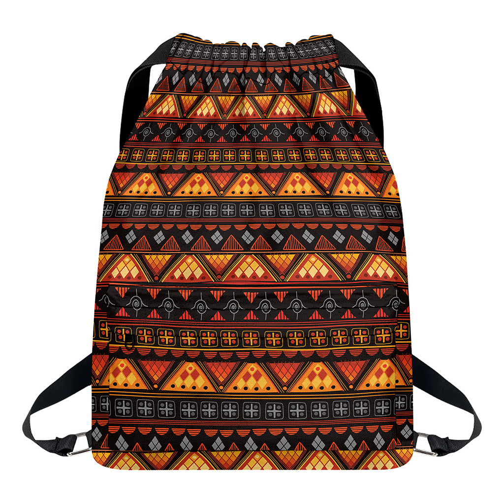 Native Tribal African Pattern Print Drawstring Backpack