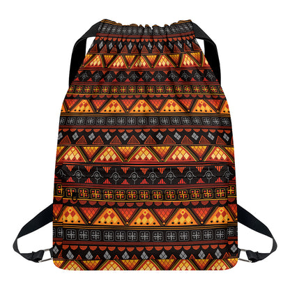 Native Tribal African Pattern Print Drawstring Backpack