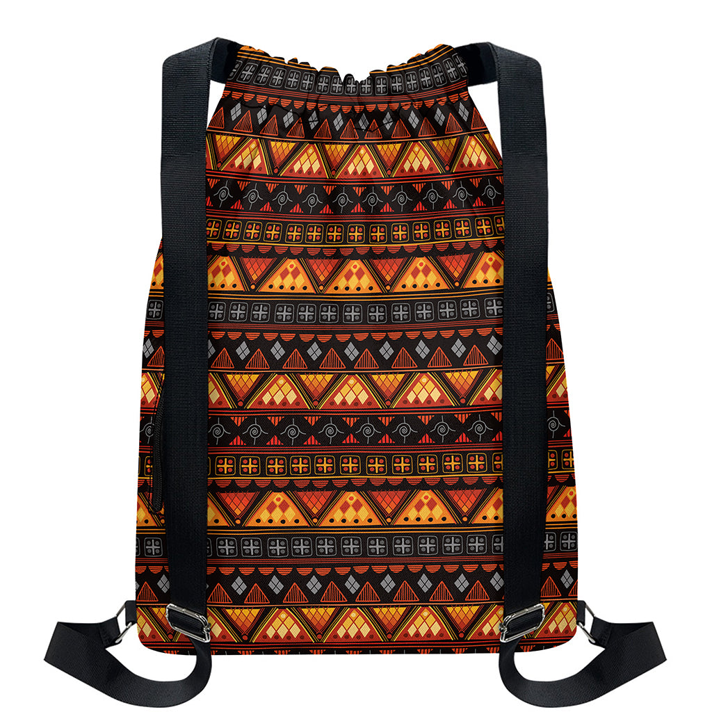 Native Tribal African Pattern Print Drawstring Backpack