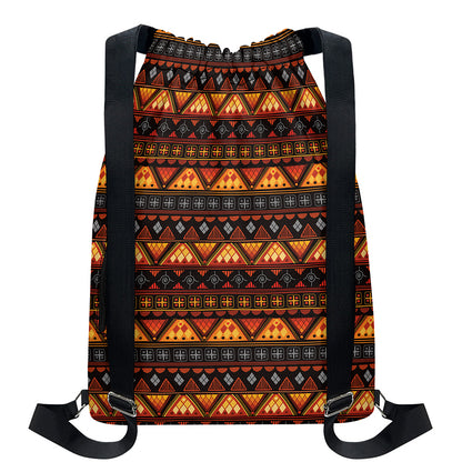 Native Tribal African Pattern Print Drawstring Backpack
