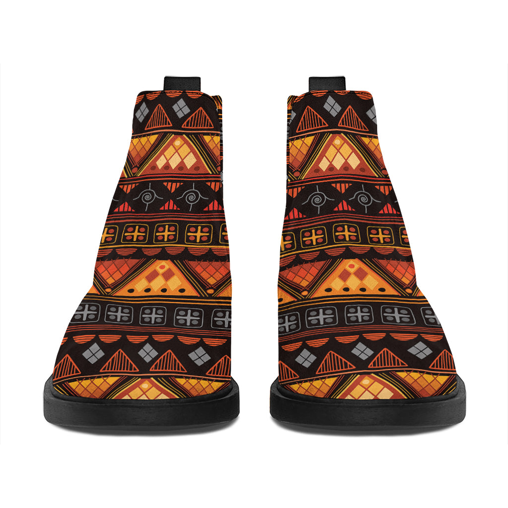 Native Tribal African Pattern Print Flat Ankle Boots
