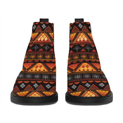 Native Tribal African Pattern Print Flat Ankle Boots