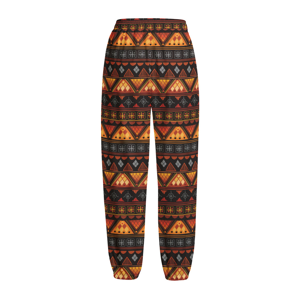 Native Tribal African Pattern Print Fleece Lined Knit Pants
