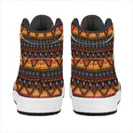 Native Tribal African Pattern Print High Top Leather Sneakers