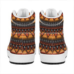 Native Tribal African Pattern Print High Top Leather Sneakers