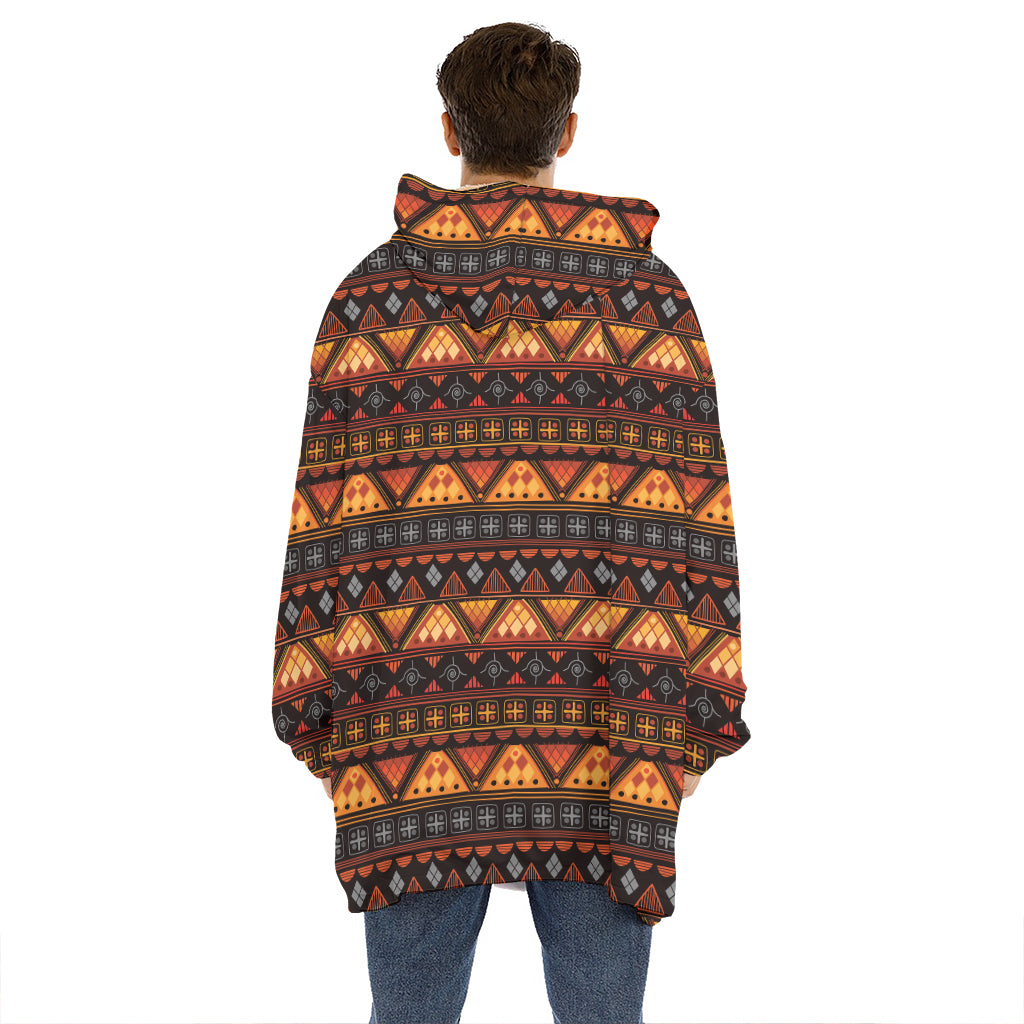 Native Tribal African Pattern Print Hoodie Blanket