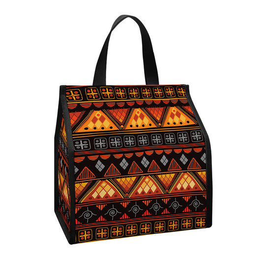 Native Tribal African Pattern Print Insulated Lunch Tote