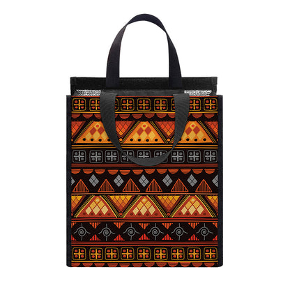 Native Tribal African Pattern Print Insulated Lunch Tote