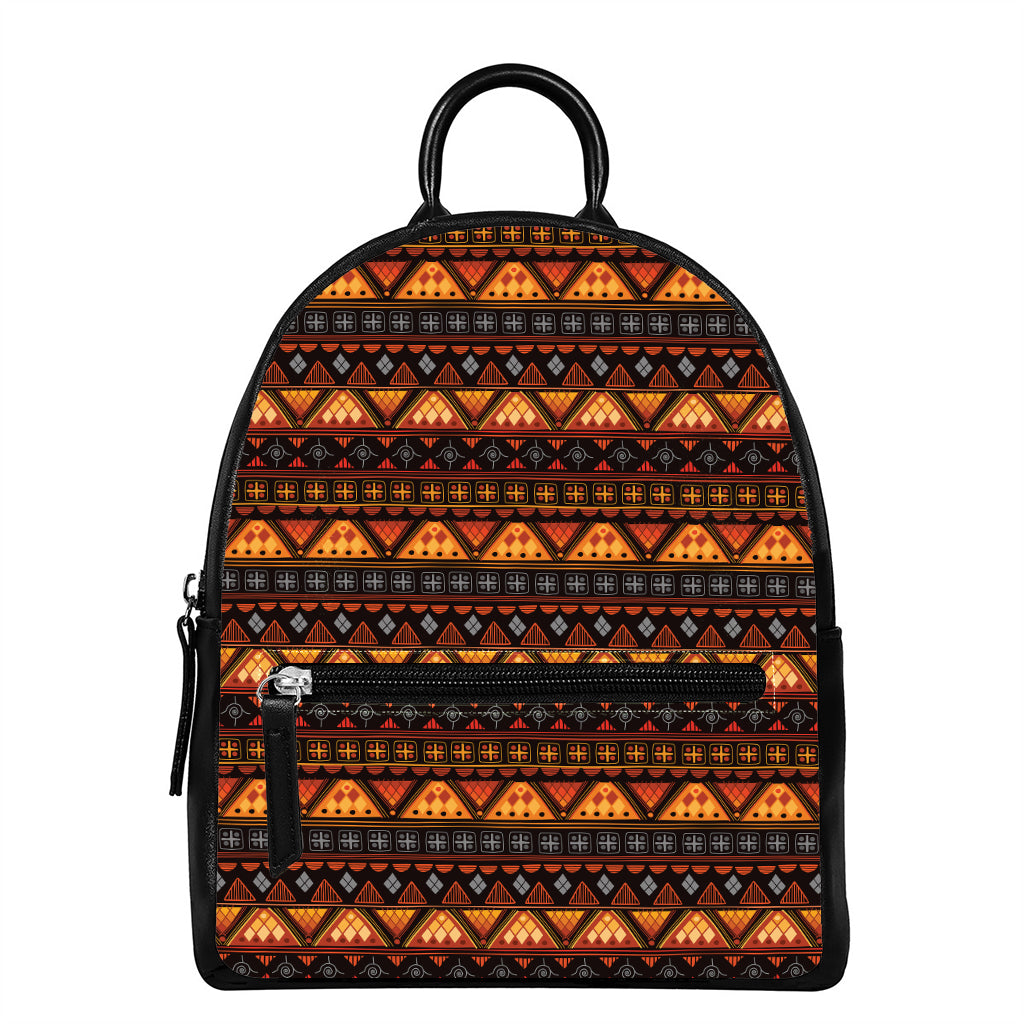 Native Tribal African Pattern Print Leather Backpack
