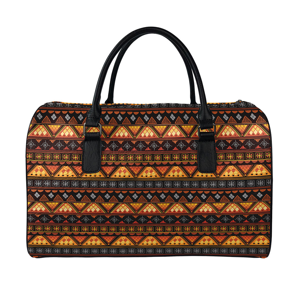 Native Tribal African Pattern Print Leather Duffle Bag