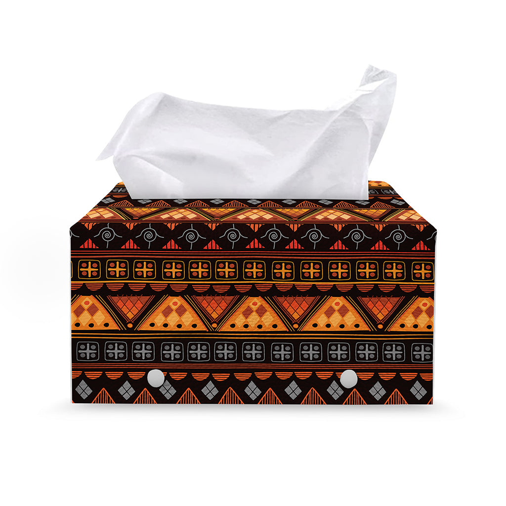 Native Tribal African Pattern Print Leather Tissue Box Cover