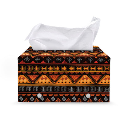 Native Tribal African Pattern Print Leather Tissue Box Cover