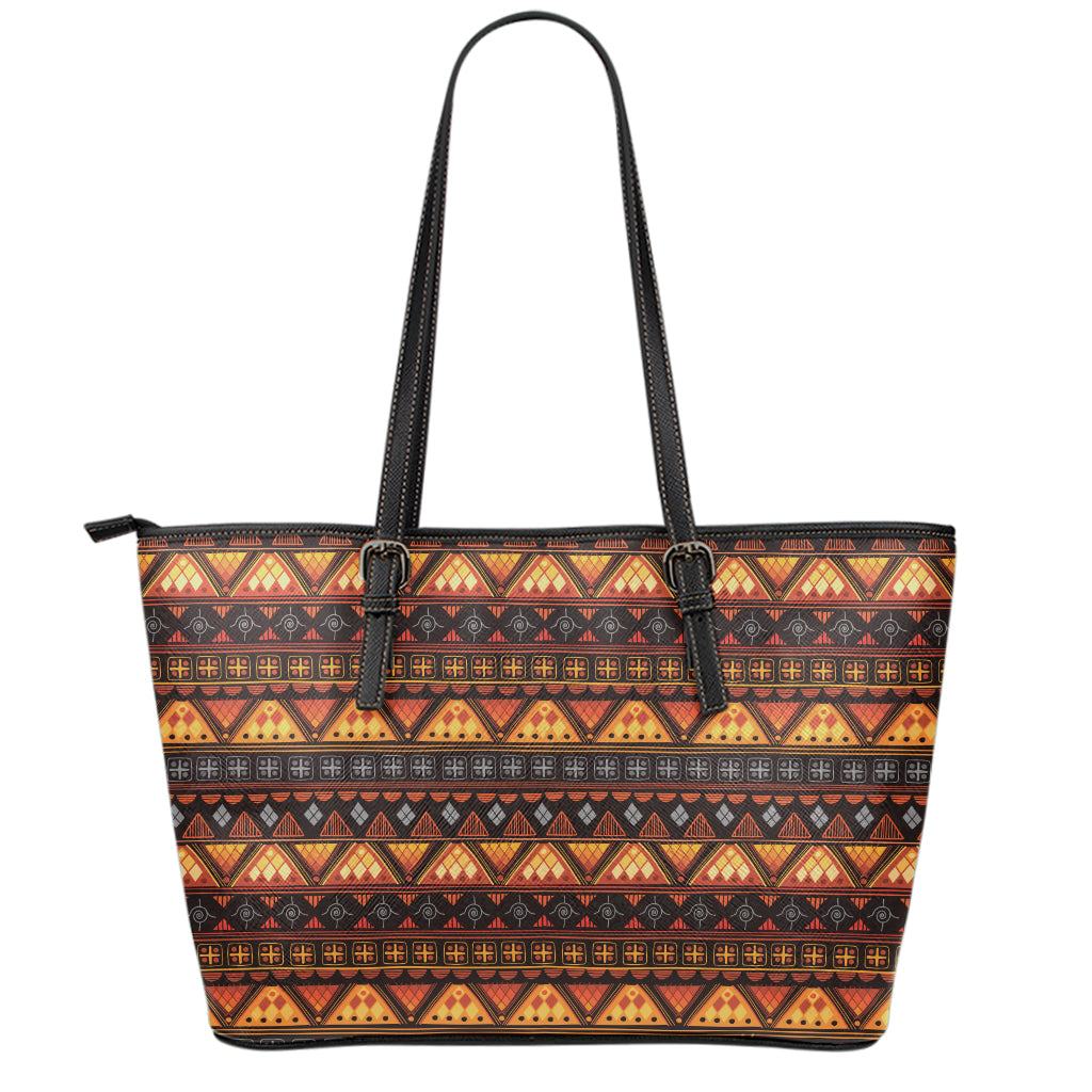 Native Tribal African Pattern Print Leather Tote Bag