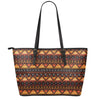 Native Tribal African Pattern Print Leather Tote Bag