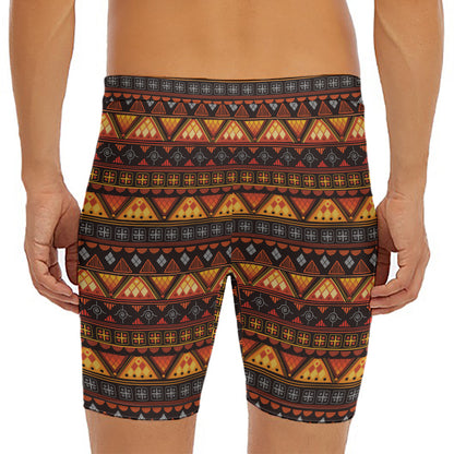 Native Tribal African Pattern Print Men's Long Boxer Briefs