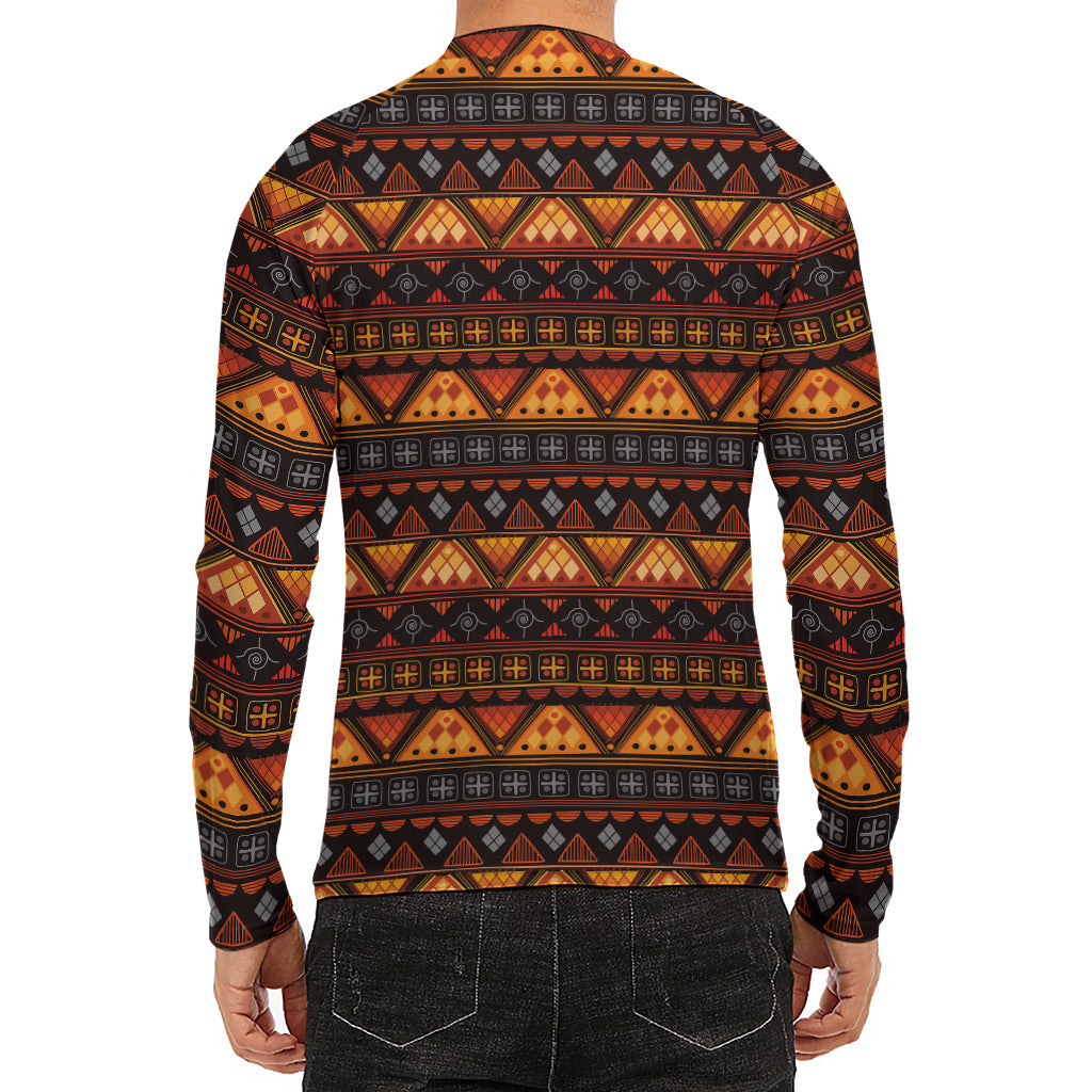 Native Tribal African Pattern Print Men's Long Sleeve Rash Guard