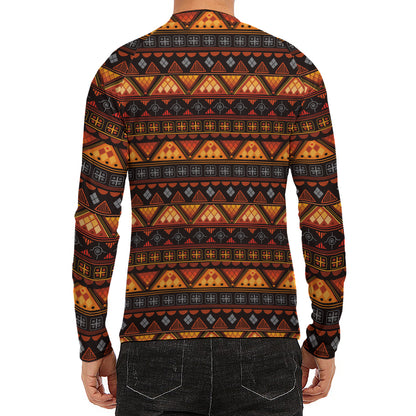 Native Tribal African Pattern Print Men's Long Sleeve Rash Guard