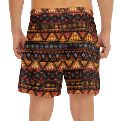 Native Tribal African Pattern Print Men's Split Running Shorts