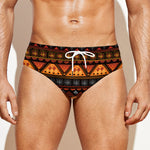 Native Tribal African Pattern Print Men's Swim Briefs