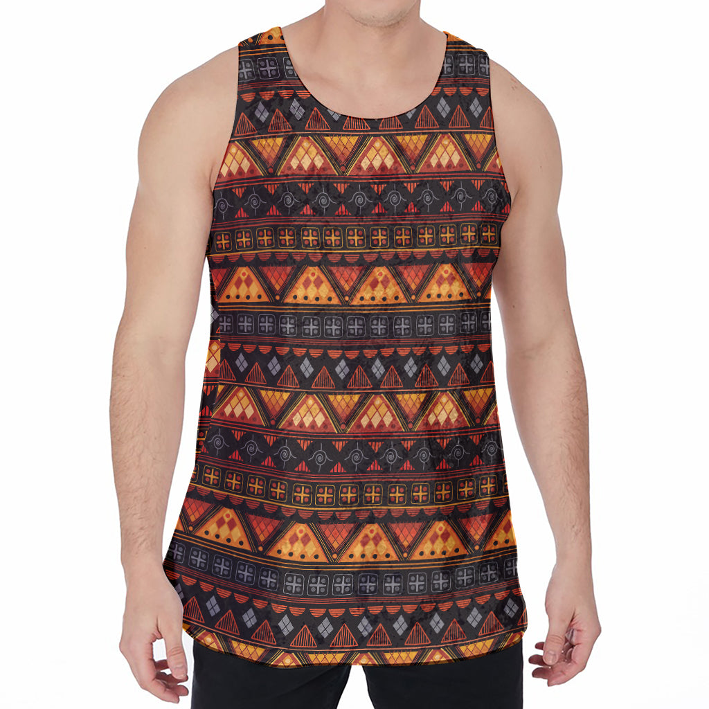 Native Tribal African Pattern Print Men's Velvet Tank Top