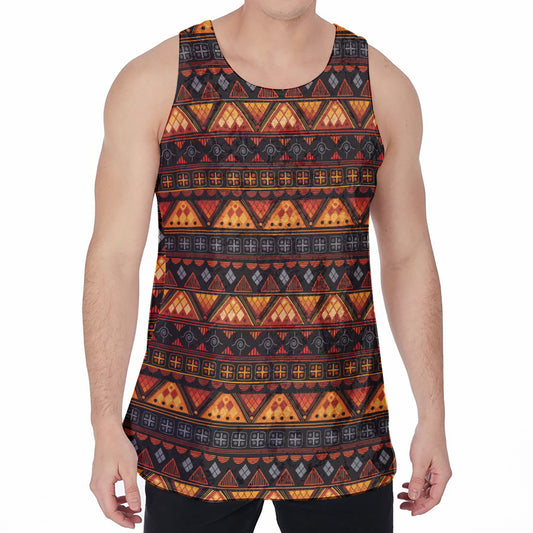 Native Tribal African Pattern Print Men's Velvet Tank Top