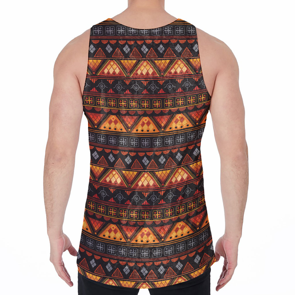 Native Tribal African Pattern Print Men's Velvet Tank Top