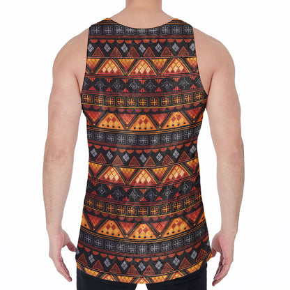 Native Tribal African Pattern Print Men's Velvet Tank Top