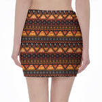 Native Tribal African Pattern Print Pencil Mini Skirt