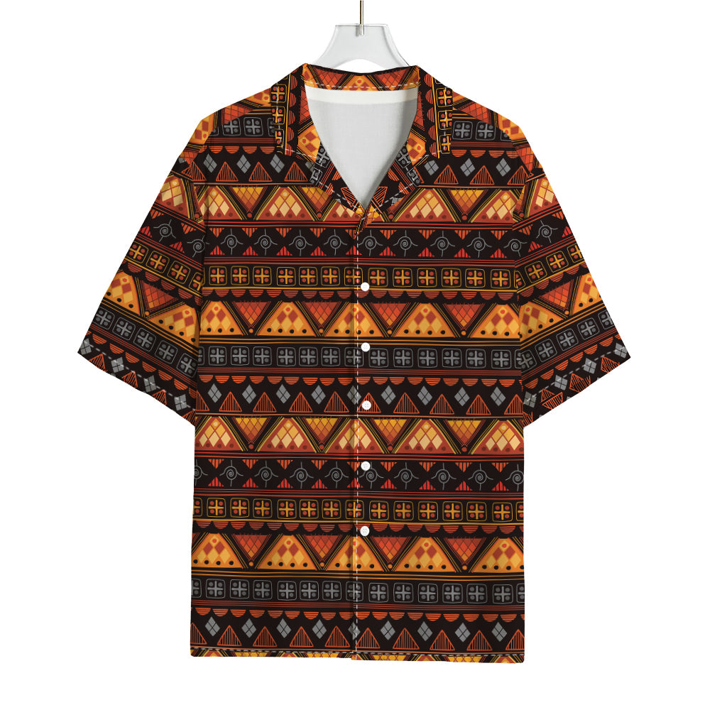 Native Tribal African Pattern Print Rayon Hawaiian Shirt