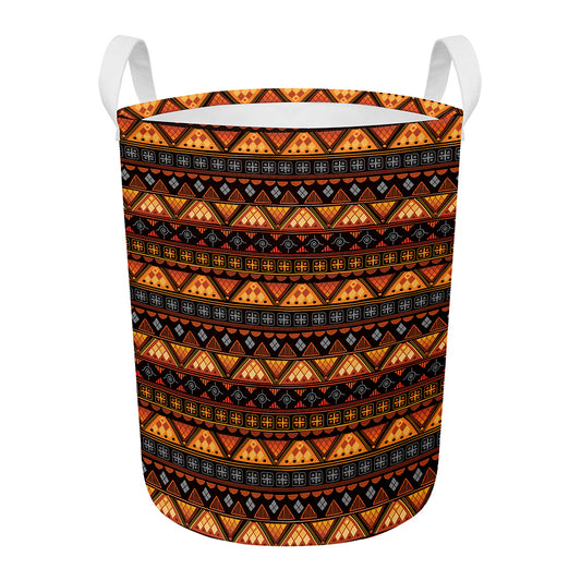 Native Tribal African Pattern Print Round Laundry Basket