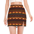 Native Tribal African Pattern Print Side Slit Mini Skirt