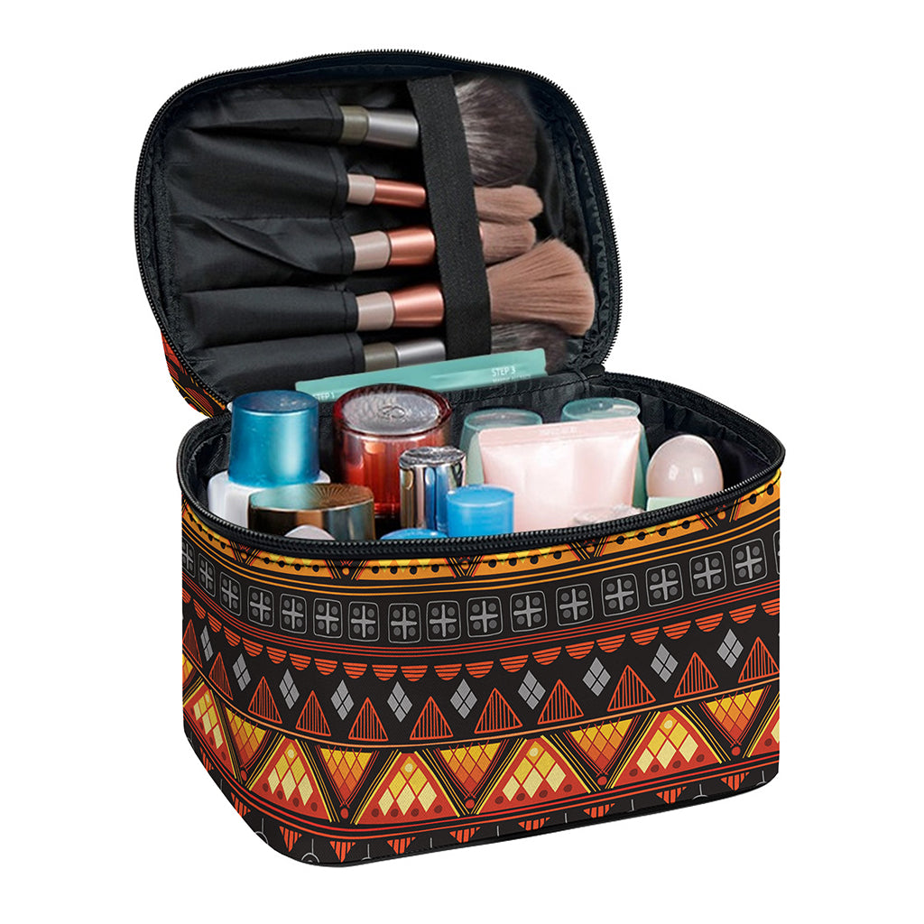 Native Tribal African Pattern Print Travel Makeup Bag
