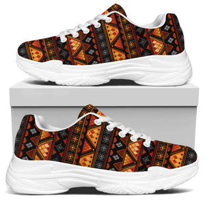 Native Tribal African Pattern Print White Chunky Shoes