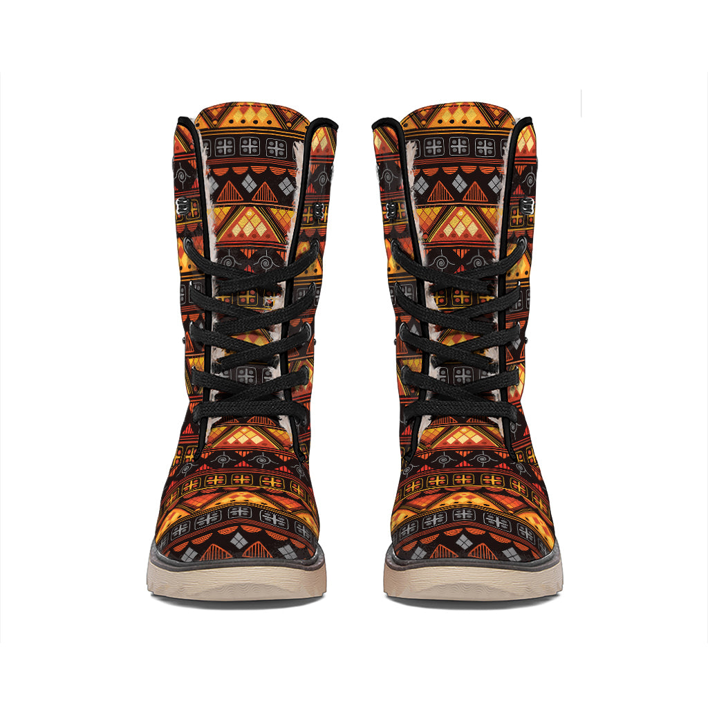 Native Tribal African Pattern Print Winter Boots