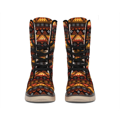 Native Tribal African Pattern Print Winter Boots