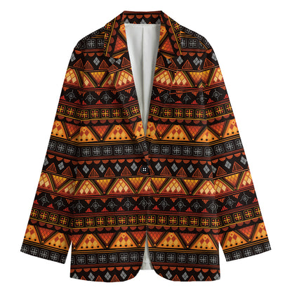 Native Tribal African Pattern Print Women's Cotton Blazer