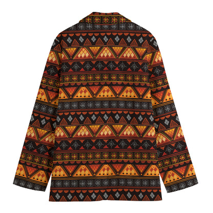 Native Tribal African Pattern Print Women's Cotton Blazer