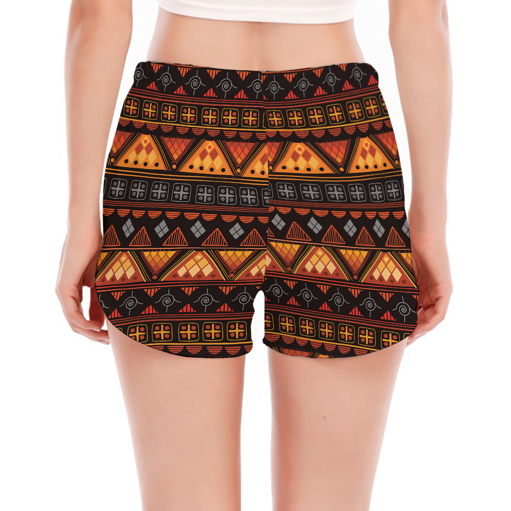 Native Tribal African Pattern Print Women's Split Running Shorts