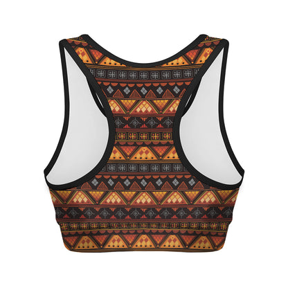 Native Tribal African Pattern Print Women's Sports Bra