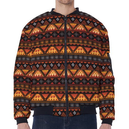 Native Tribal African Pattern Print Zip Sleeve Bomber Jacket