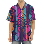 Native Tribal Aztec Pattern Print Aloha Shirt
