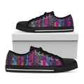 Native Tribal Aztec Pattern Print Black Low Top Sneakers