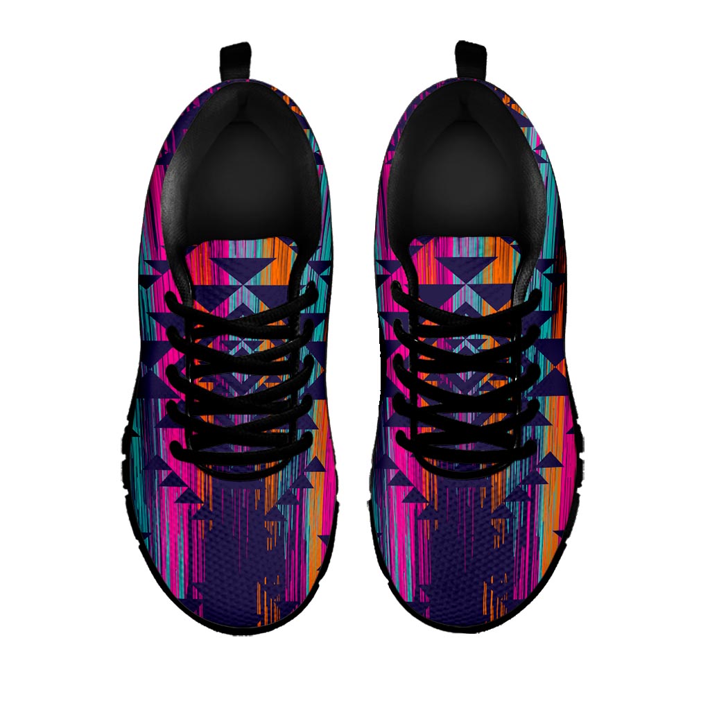 Native Tribal Aztec Pattern Print Black Running Shoes