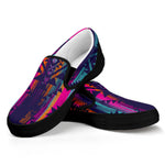 Native Tribal Aztec Pattern Print Black Slip On Sneakers