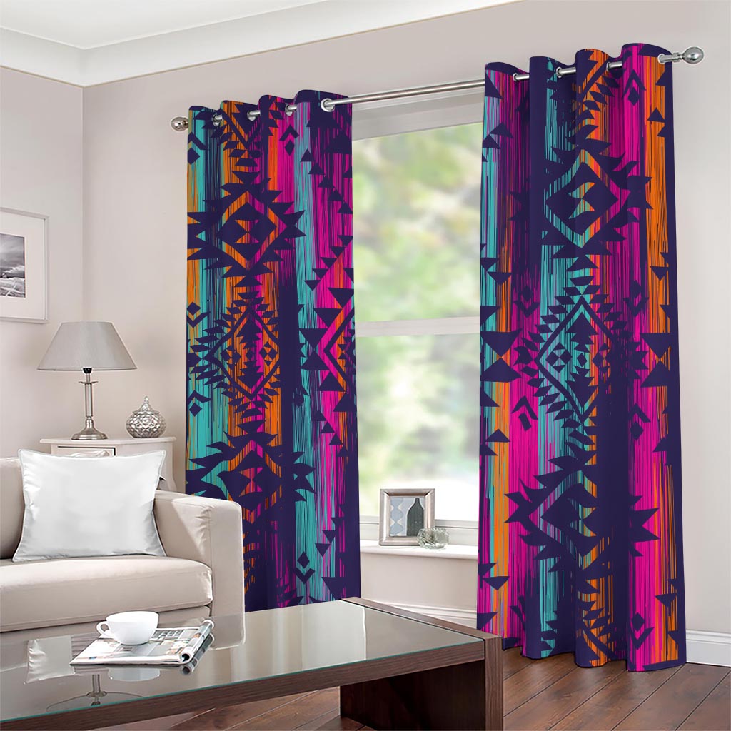 Native Tribal Aztec Pattern Print Blackout Grommet Curtains