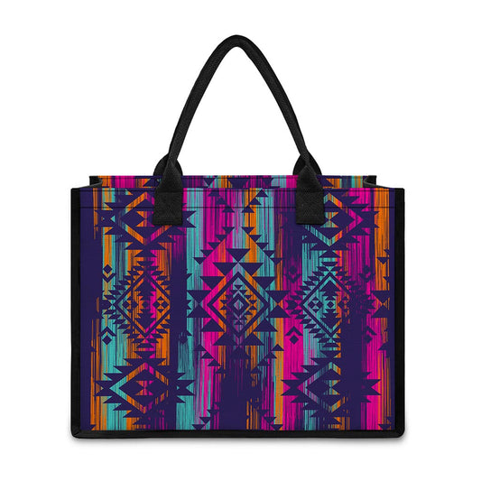 Native Tribal Aztec Pattern Print Canvas Tote Bag