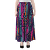 Native Tribal Aztec Pattern Print Chiffon Maxi Skirt