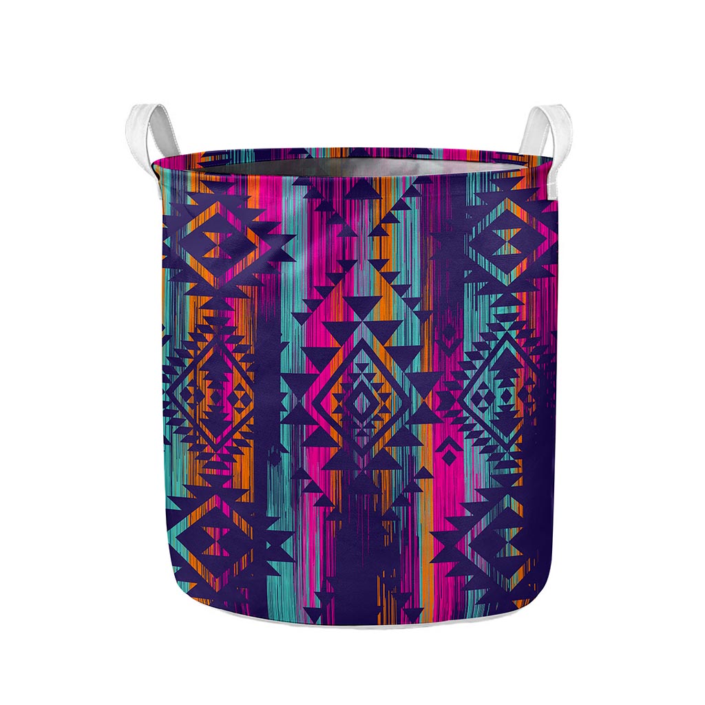 Native Tribal Aztec Pattern Print Collapsible Laundry Basket