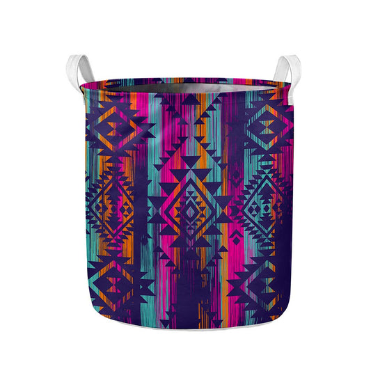 Native Tribal Aztec Pattern Print Collapsible Laundry Basket