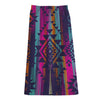 Native Tribal Aztec Pattern Print Cotton Front Slit Maxi Skirt